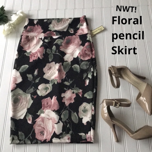 Vivienne Grace Dresses & Skirts - NWT black pastel pink green pencil skirt
